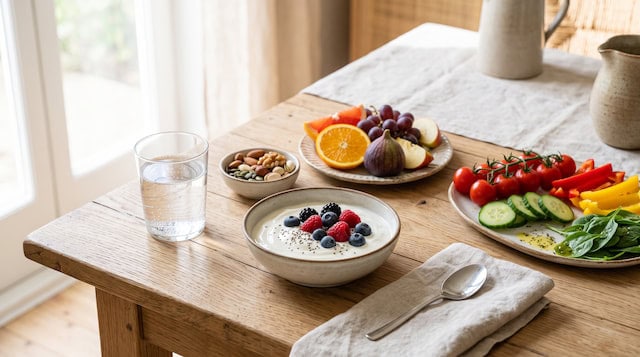 Alimentos variados dentro de una alimentación favorable para la salud dental